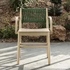 Luxusní židle s područkami z běleného buku a provazem Made in Italy - Nora Viadurini