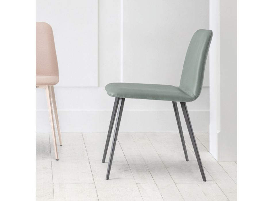Luxusní kožená židle s kovovými nohami Made in Italy, 2 kusy - Molde Viadurini