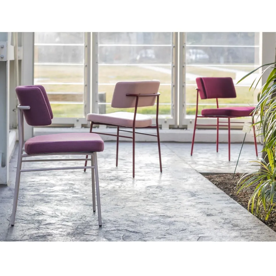 Luxusní látková židle s kovovou základnou Made in Italy, 2 kusy - Aljaška Viadurini