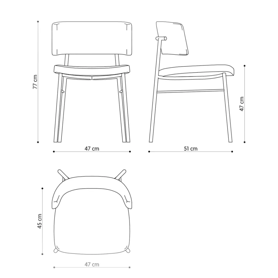 Luxusní látková židle s kovovou základnou Made in Italy, 2 kusy - Aljaška Viadurini