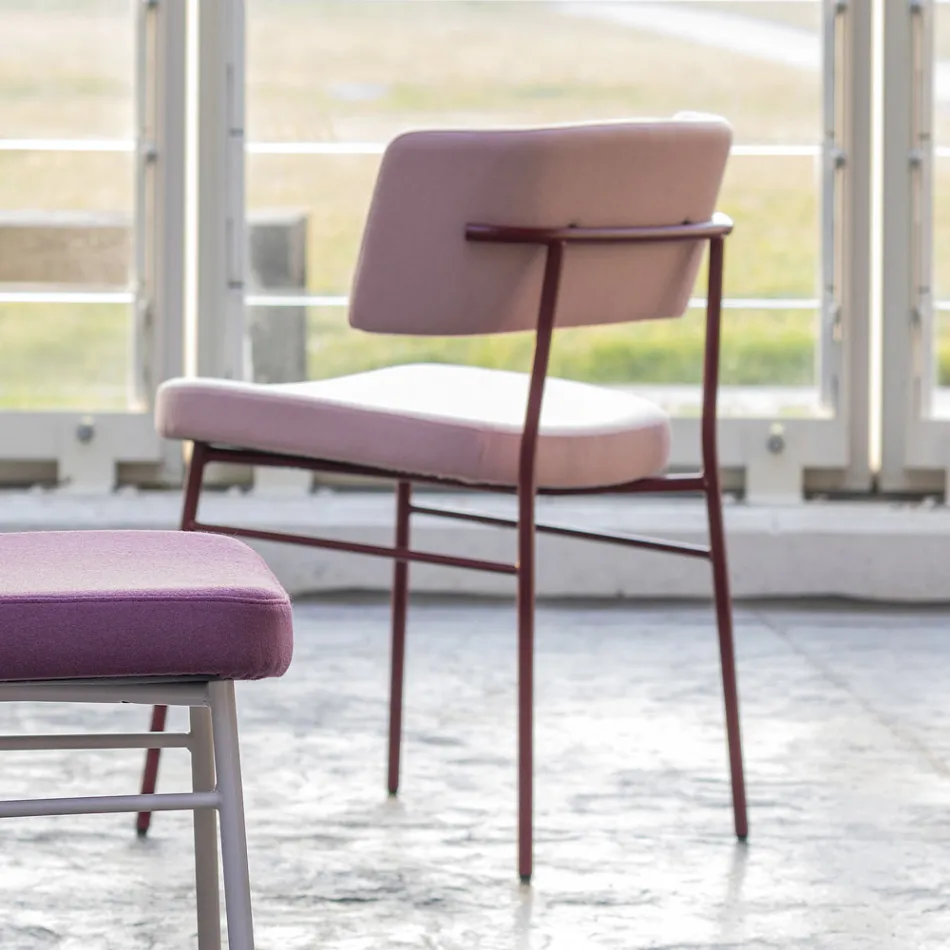 Luxusní látková židle s kovovou základnou Made in Italy, 2 kusy - Aljaška Viadurini