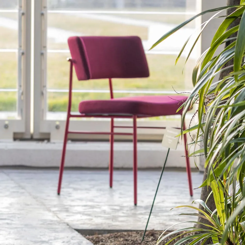 Luxusní látková židle s kovovou základnou Made in Italy, 2 kusy - Aljaška Viadurini