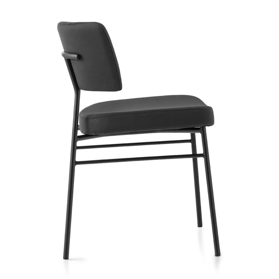 Luxusní látková židle s kovovou základnou Made in Italy, 2 kusy - Aljaška Viadurini