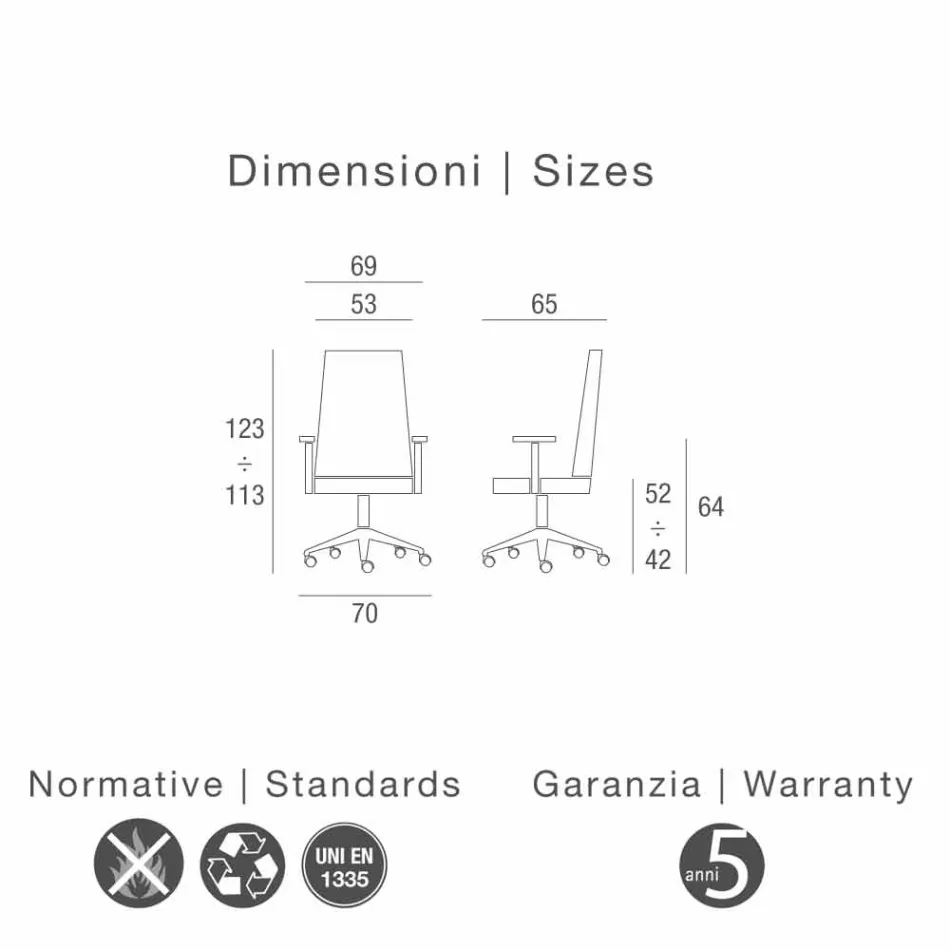 Výkonný židle cowhide Ada Angelo Pinaffo &amp; Gorgi Viadurini