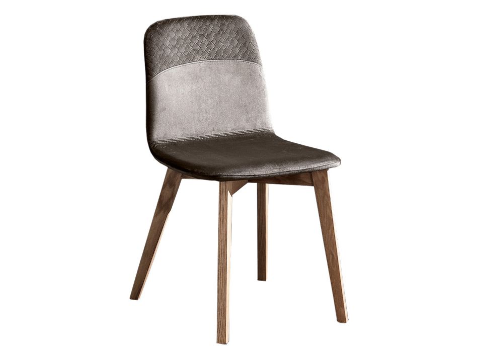 Elegantní židle moderního designu v barevném sametu a dřevě - Bizet Viadurini
