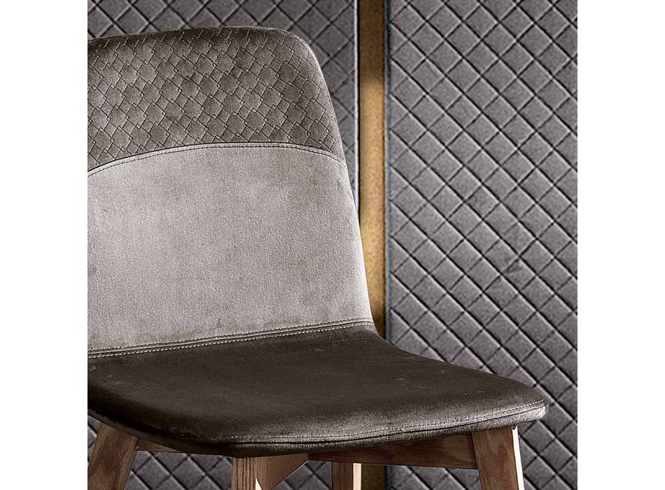 Elegantní židle moderního designu v barevném sametu a dřevě - Bizet Viadurini