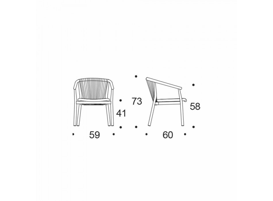 Stohovatelná venkovní židle s polstrovanými područkami H 73cm - Smart by Varaschin Viadurini