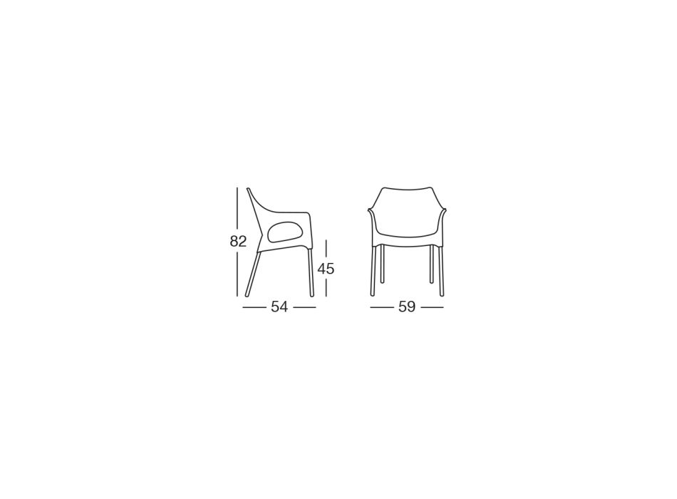 Venkovní židle z technopolymeru a hliníku Made in Italy 4 kusy - Lucciola Viadurini