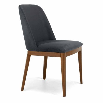 Polstrovaná židle s podnoží z dubového dřeva Made in Italy - Sebastian Viadurini