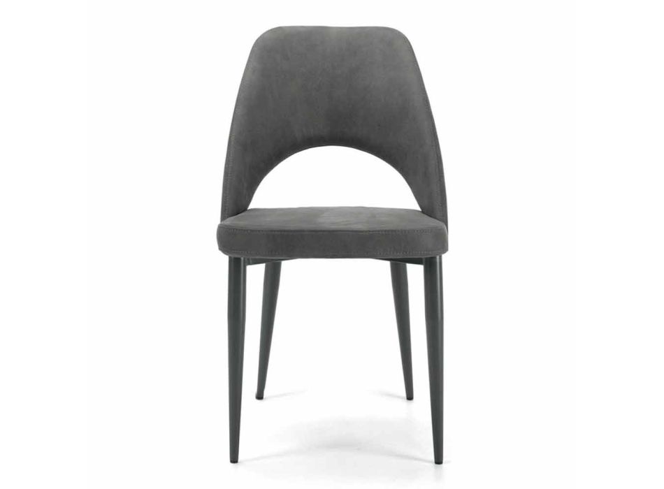Moderní čalouněná kuchyňská židle s podnoží z lakované oceli - Lorenza Viadurini