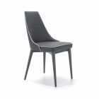 Polstrovaná ocelová židle a sedák z umělé kůže s bílým okrajem – Nirvana Viadurini