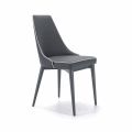 Polstrovaná ocelová židle a sedák z umělé kůže s bílým okrajem - Nirvana