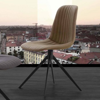 Čalouněná židle z eko nubuku a kovu, moderní design, Taranto