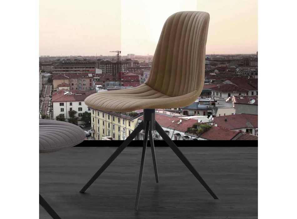 Čalouněná židle z eko nubuku a kovu, moderní design, Taranto