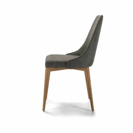 Čalouněná kuchyňská židle s dřevěnou základnou Made in Italy - Nirvana Viadurini