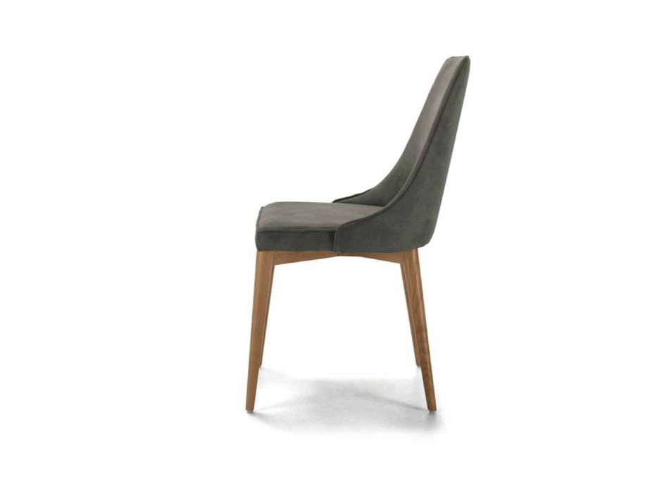Čalouněná kuchyňská židle s dřevěnou základnou Made in Italy - Nirvana Viadurini