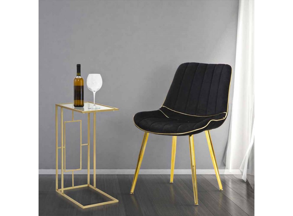 Čalouněná designová jídelní židle ze dřeva a látky, 2 kusy - Kolly Viadurini