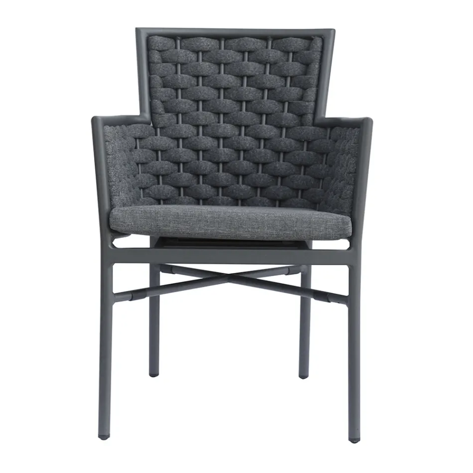 Stohovatelná židle s čalouněnými provazovými područkami a opěradlem - Gardenia Viadurini