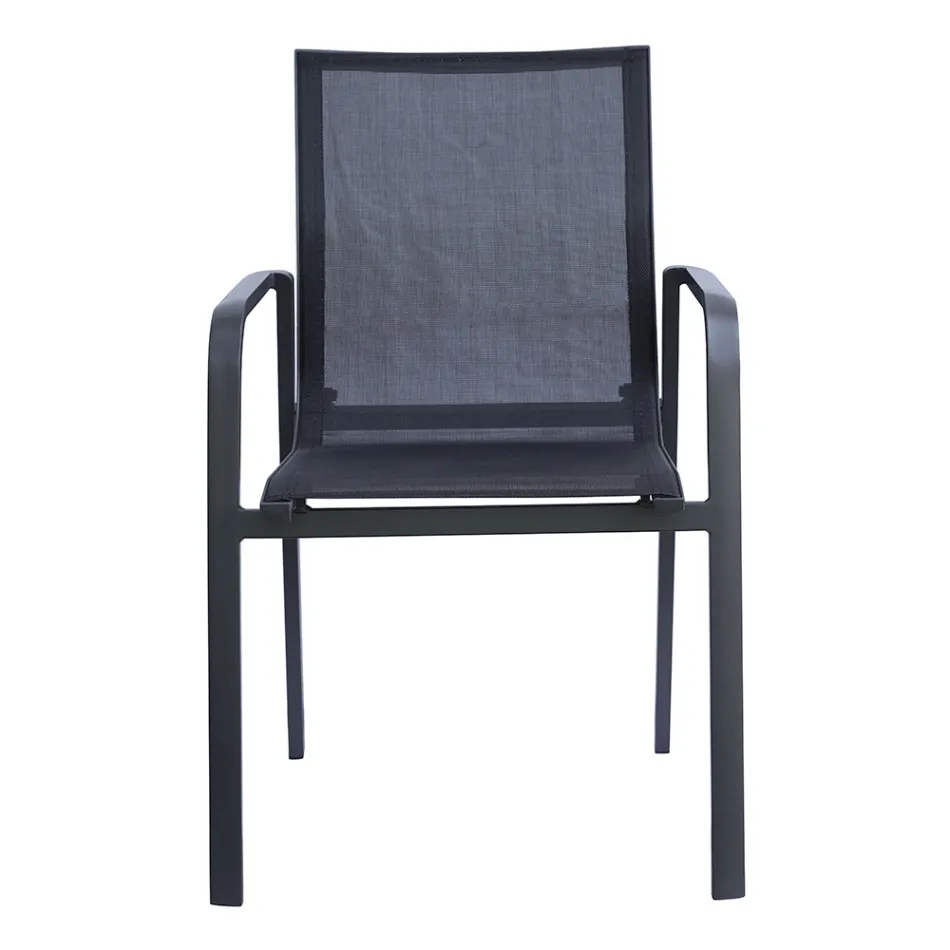 Stohovatelná židle s hliníkovými a bílými nebo šedými textilními područkami - Greenstyle Viadurini