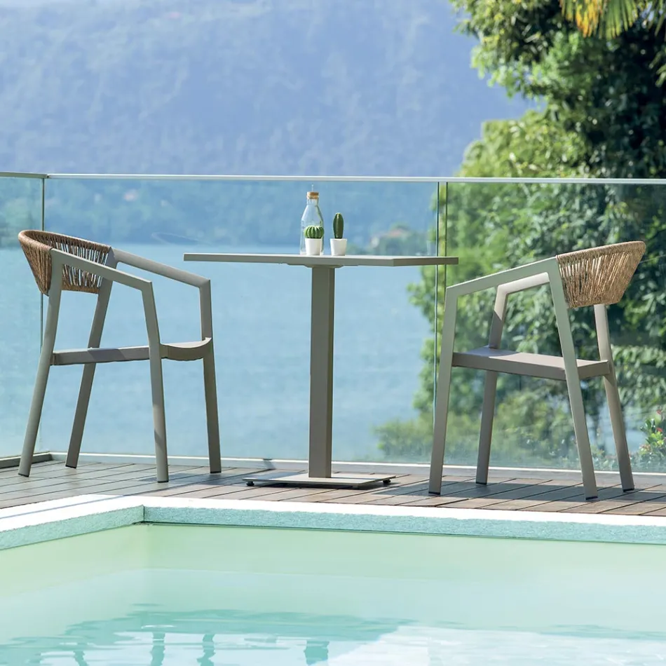 Stohovatelná židle se sedákem z textilenu a opěradlem z proutí Twist - Passion Viadurini