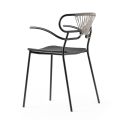 Stohovatelná židle s kovovou konstrukcí a lanem vyrobená v Itálii, 2 kusy - Trosa