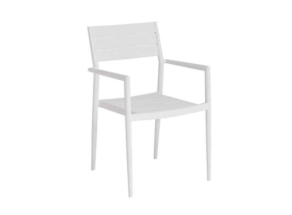 Stohovatelná venkovní židle s hliníkovou konstrukcí, 2 kusy - Ritchie Viadurini