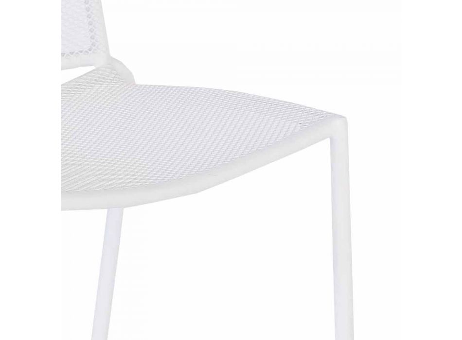 Stohovatelná venkovní židle z bílé lakované oceli, 4 kusy - Jaila Viadurini