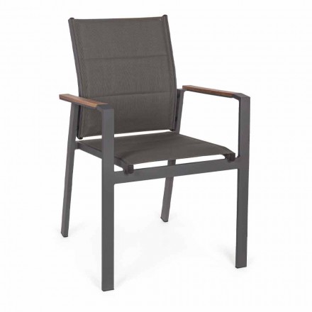 Stohovatelná venkovní židle z textilu a antracitového hliníku, 6 kusů - městská Viadurini
