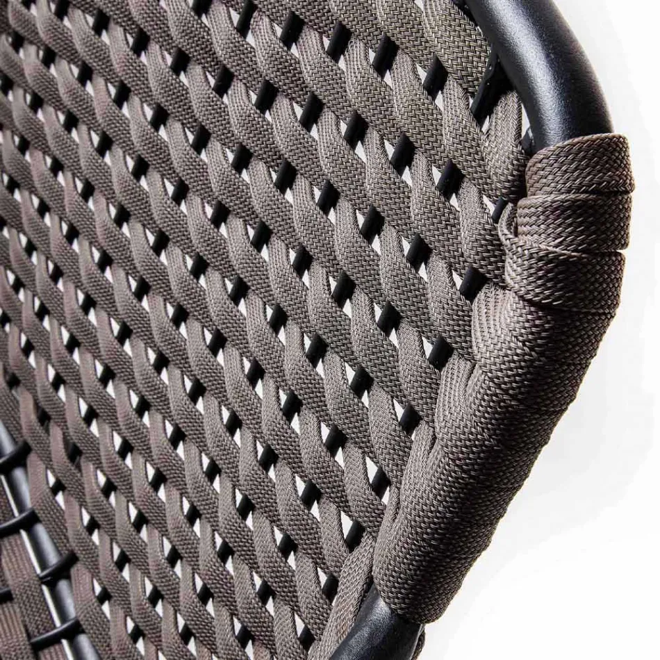 Stohovatelná zahradní židle s kovovými područkami a lanem, 4 kusy - kabaret Viadurini