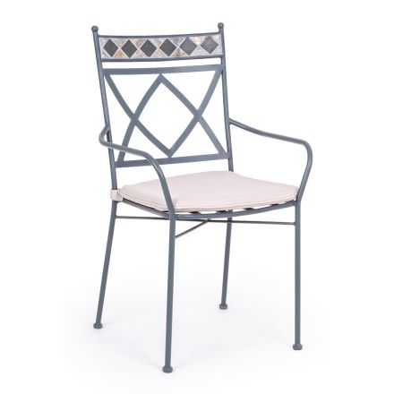 Stohovatelná ocelová zahradní židle s područkami nebo bez nich - Letizia Viadurini
