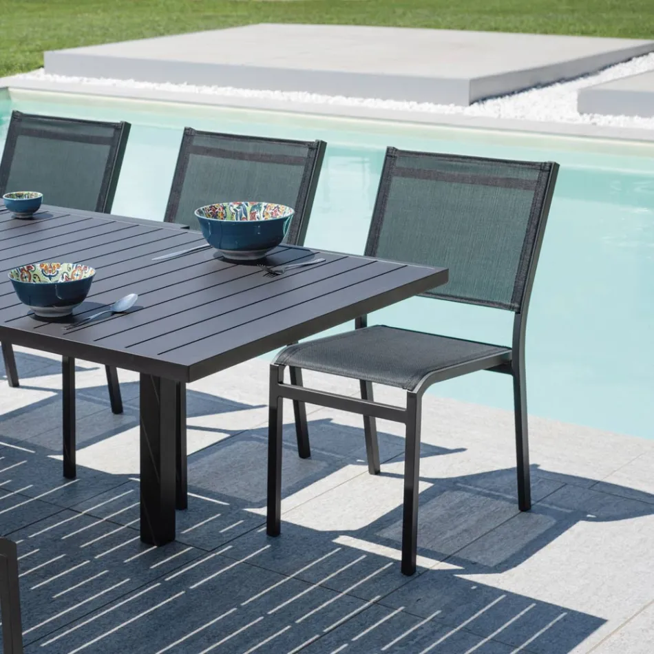 Stohovatelná zahradní židle z hliníku a textilenu v bílé nebo šedé barvě - Floraforma Viadurini