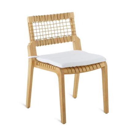 Stohovatelná zahradní židle z teaku a WaProLace Made in Italy - Oracle Viadurini