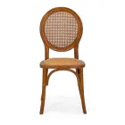 Stohovatelné křeslo do obývacího pokoje ze dřeva Ailando a slámy Vienna - Laguna Viadurini