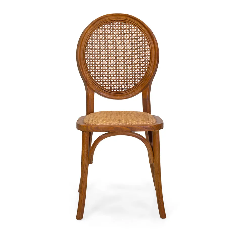 Stohovatelné křeslo do obývacího pokoje ze dřeva Ailando a slámy Vienna - Laguna Viadurini