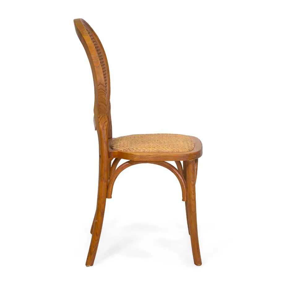 Stohovatelné křeslo do obývacího pokoje ze dřeva Ailando a slámy Vienna - Laguna Viadurini