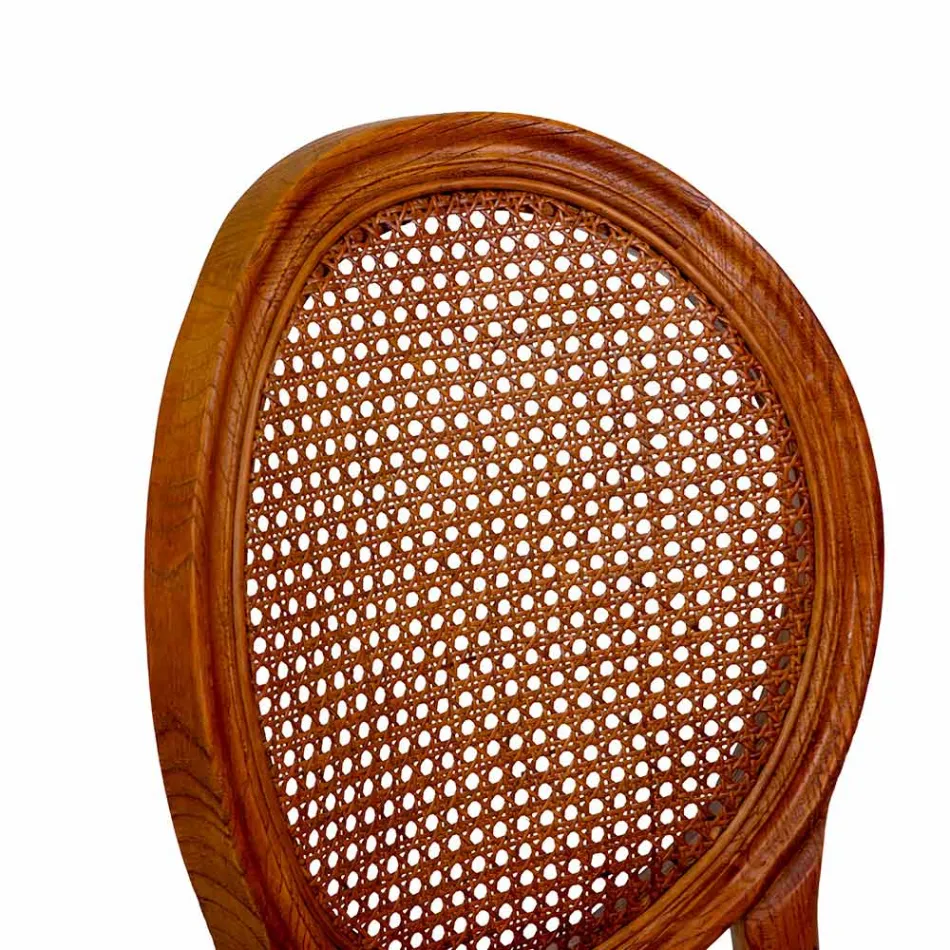 Stohovatelné křeslo do obývacího pokoje ze dřeva Ailando a slámy Vienna - Laguna Viadurini