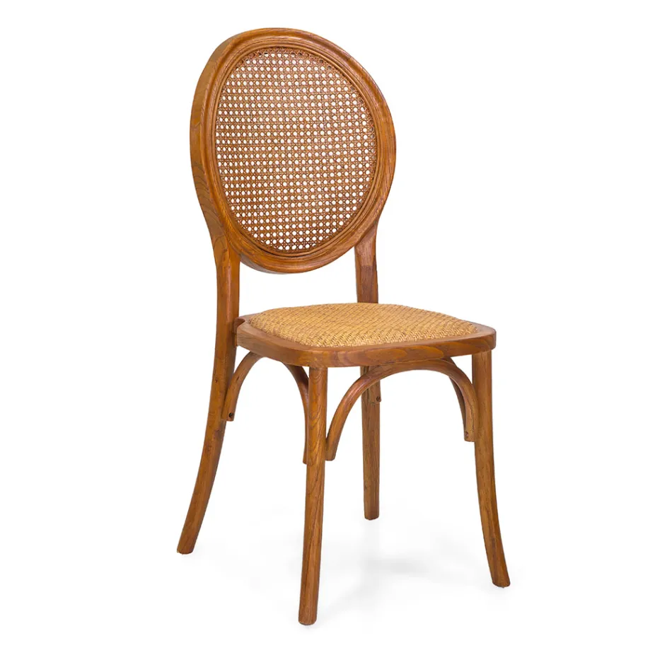 Stohovatelné křeslo do obývacího pokoje ze dřeva Ailando a slámy Vienna - Laguna Viadurini