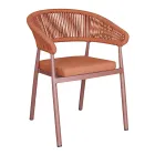 Stohovatelná hliníková židle s provazovým polštářem a opěradlem - Frescultura Viadurini