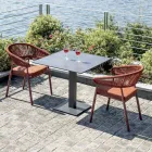 Stohovatelná hliníková židle s provazovým polštářem a opěradlem - Frescultura Viadurini