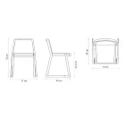 Stohovatelná dřevěná židle se sametovým sedákem Made in Italy, 2 kusy - Lipsko Viadurini