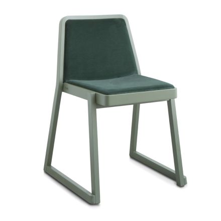 Stohovatelná dřevěná židle se sametovým sedákem Made in Italy, 2 kusy - Lipsko Viadurini