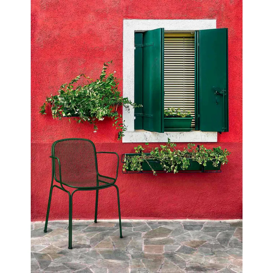 Stohovatelná venkovní kovová židle vyrobená v Itálii, 4 kusy - Verna Viadurini