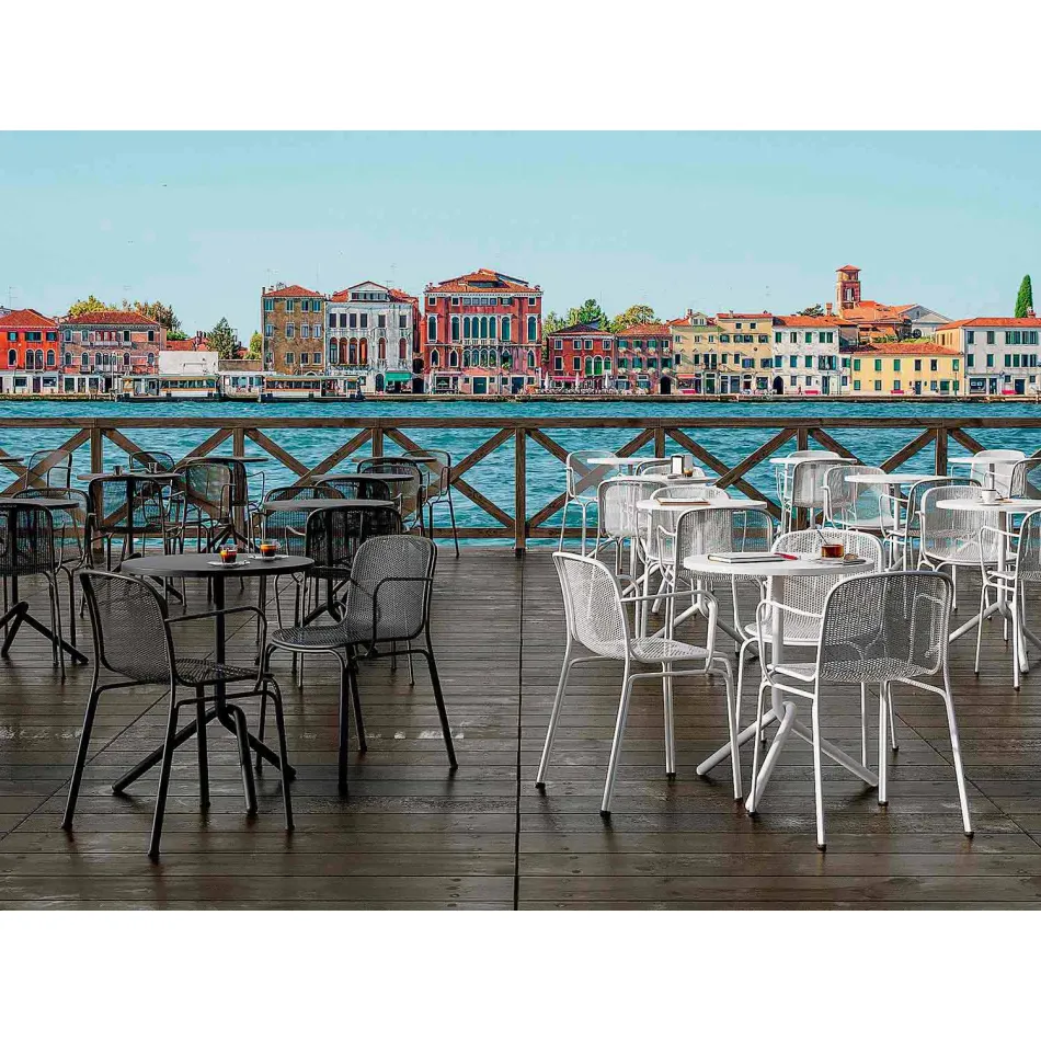 Stohovatelná venkovní kovová židle vyrobená v Itálii, 4 kusy - Verna Viadurini