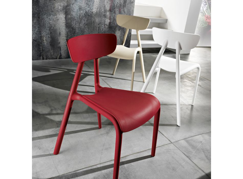 Moderní designová stohovatelná židle do obývacího pokoje z polypropylenu 4 kusy - Mulan Viadurini