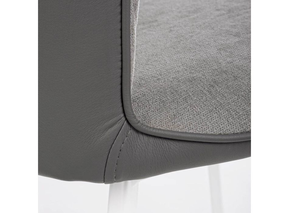 Bílá ocelová židle potažená polyesterem a umělou kůží 2 kusy - Vegeta