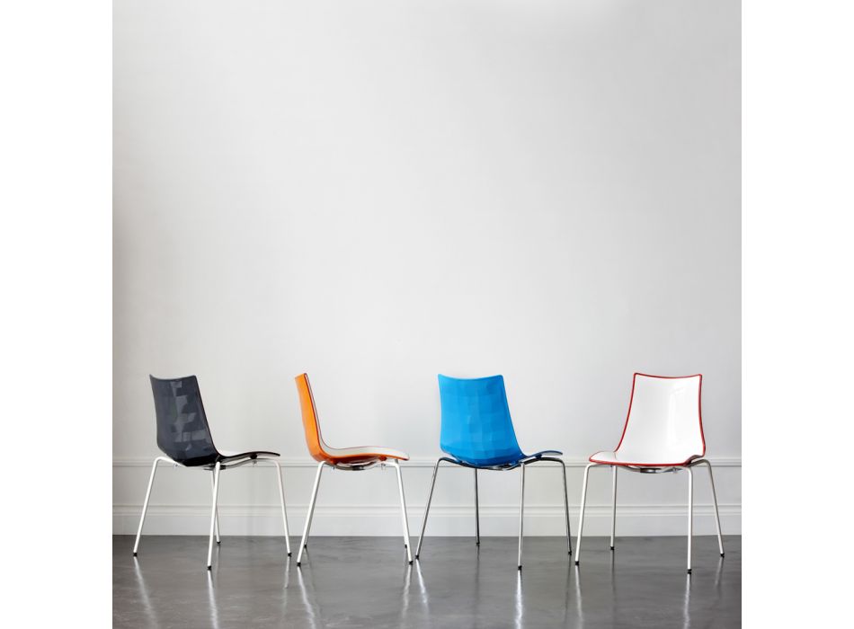 Ocelová židle s polymerovým sedákem Made in Italy 4 kusy - Fedora Viadurini