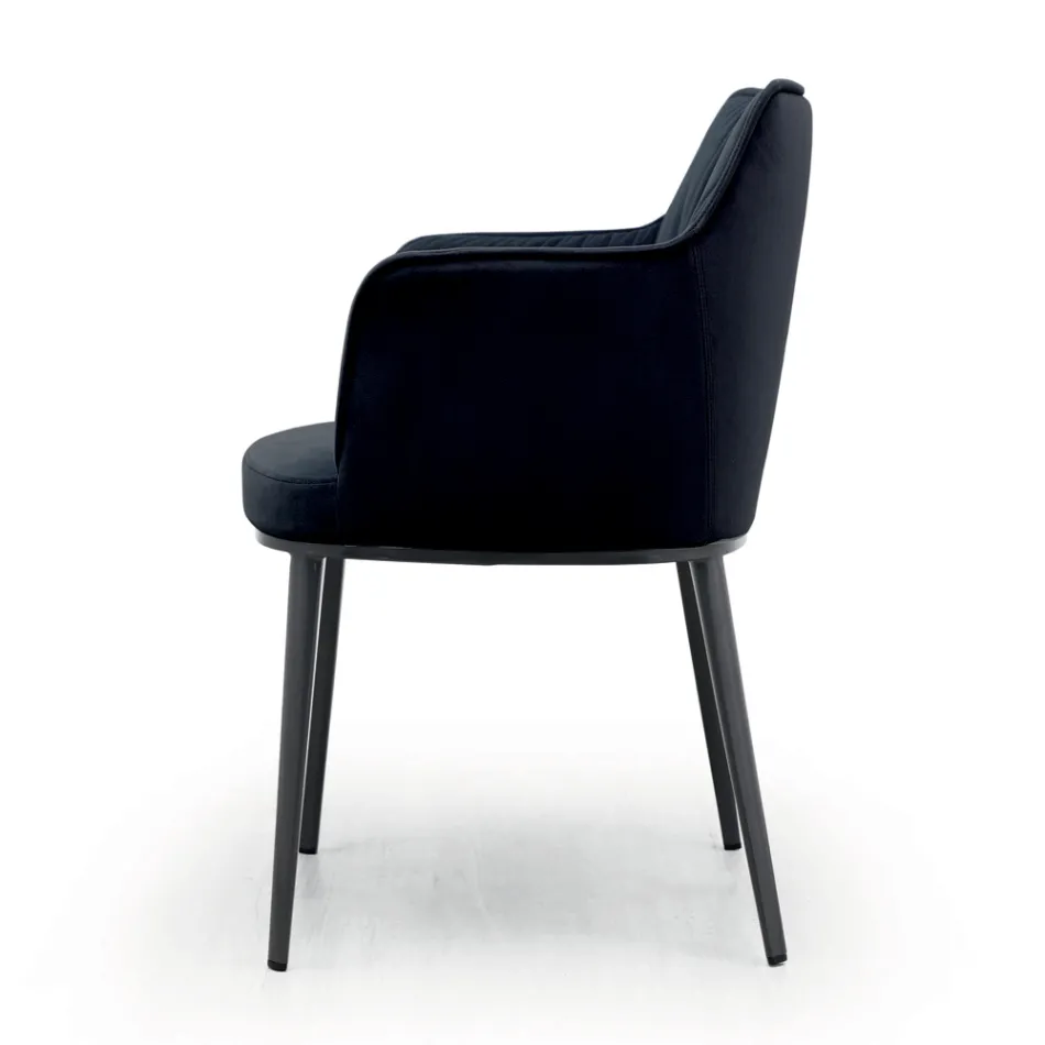 Ocelová židle se sametovým sedákem Made in Italy - Arisa Viadurini