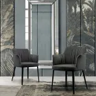 Ocelová židle se sametovým sedákem Made in Italy - Arisa Viadurini