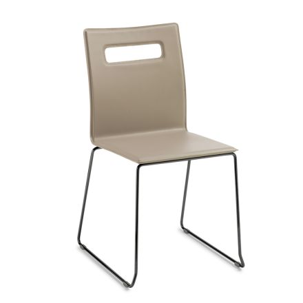 Židle z taupe kůže a sáňkových nohou Made in Italy - Pallina Viadurini
