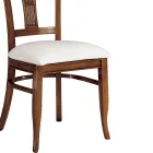 Židle z bílé ekokůže a patinovaného třešňového dřeva Made in Italy - Dolomit Viadurini